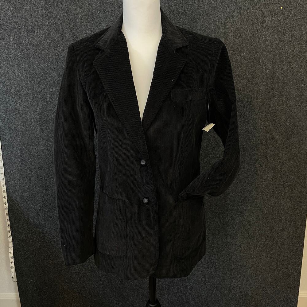 Vintage Kathy Davis Black Corduroy Blazer Women’s 10 Button Front Jacket Lined